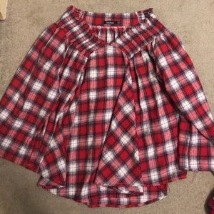 Boohoo off-shoulder flannel blouse